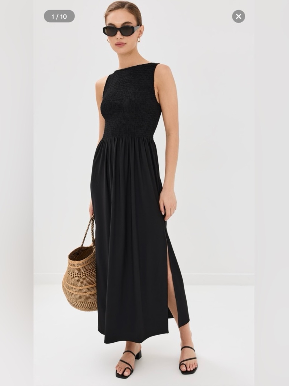 Hill House Home The Nap Dress Black Sleeveless Maxi Smocked XS